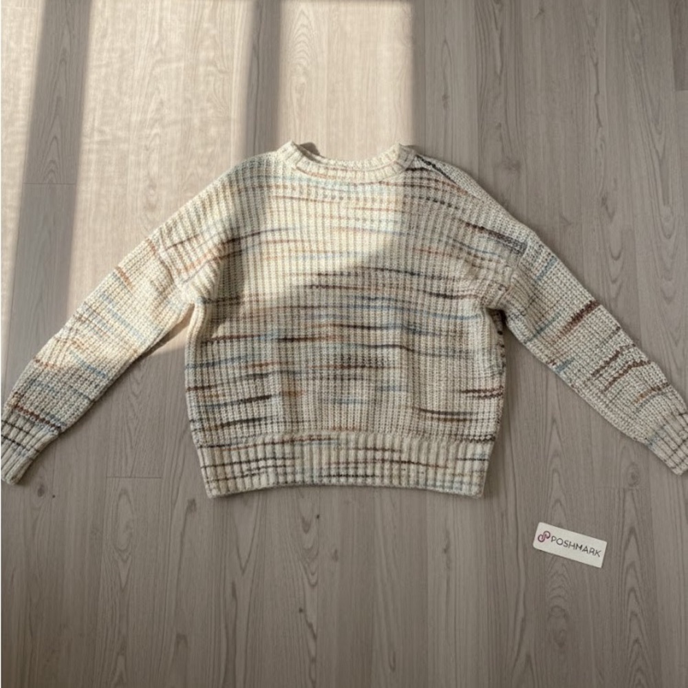 American Eagle Outfitters Cream and Brown Sweater